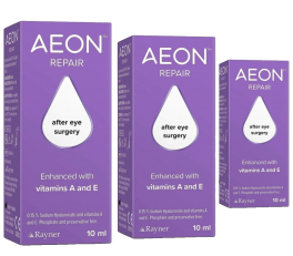 AEON Repair lubricating Eye Drops 10ml x 3 Used for Relief of Dry Eyes and for discomfort Caused by Eye Surgery 