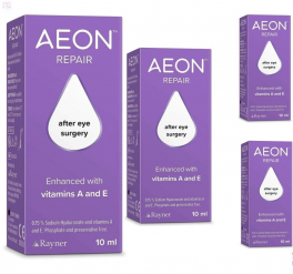 AEON Repair lubricating Eye Drops 10ml x 4 Used for Relief of Dry Eyes and for discomfort Caused by Eye Surgery 